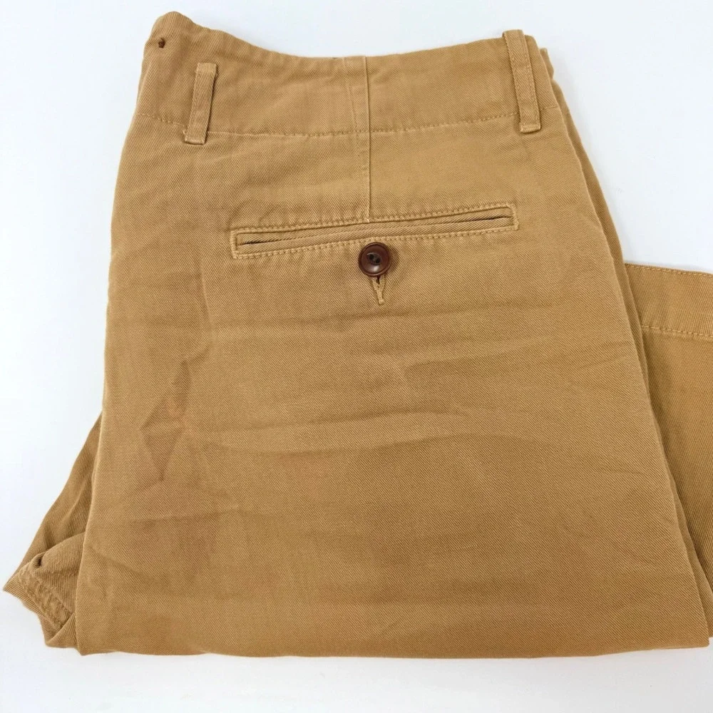 Wallace & Barnes J.Crew Mens Size 34 Tan Cotton Linen Chino Shorts Button Fly